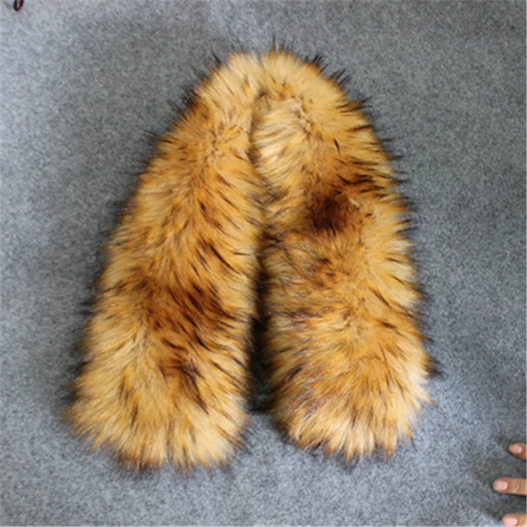 
High quality detachable faux raccoon fur fabric collar faux fur trim hood 