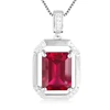 2019 popular jewelry S925 jewelry with ruby synthetic gem stones emerald cut pendant