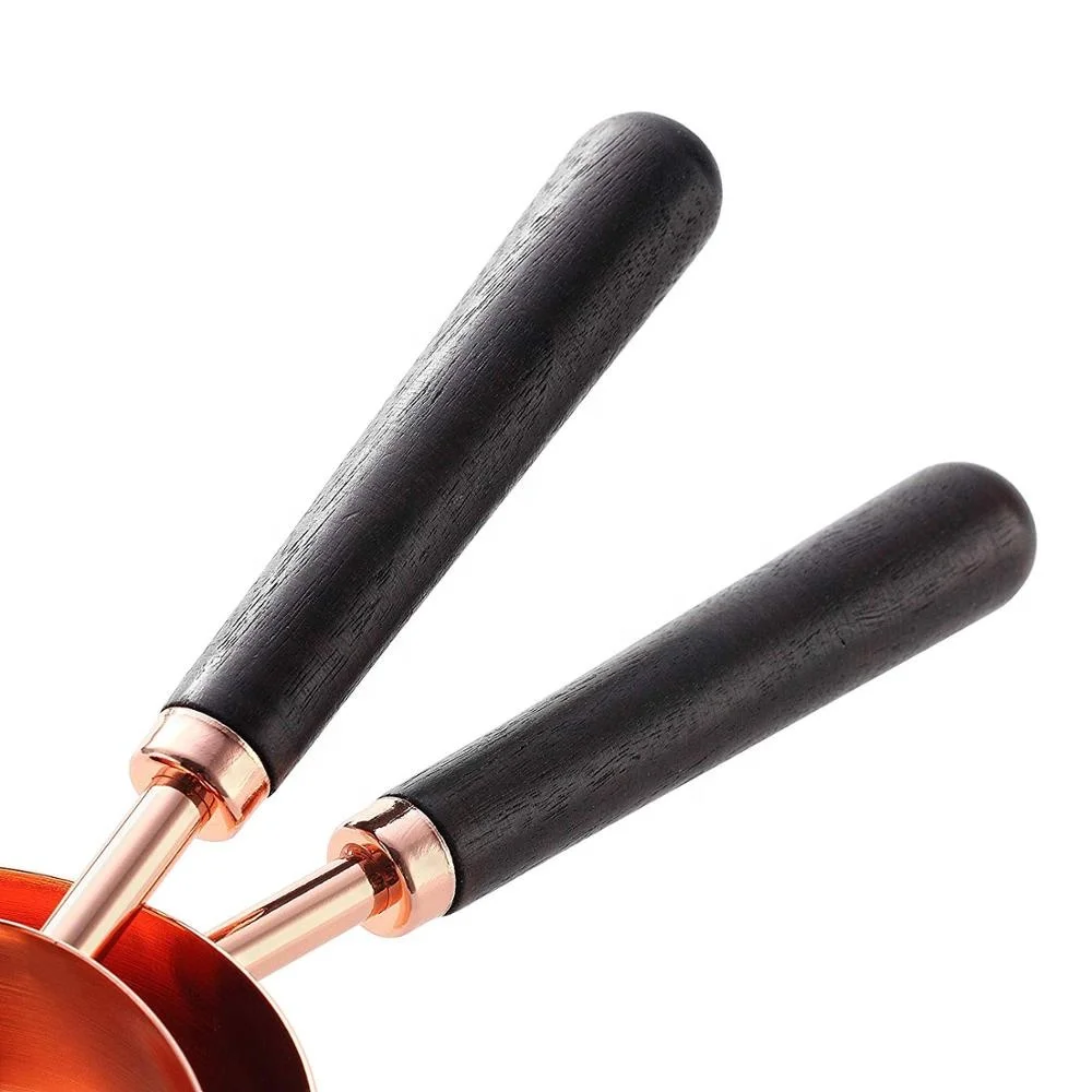 
LOW MOQ Measuring Cups and Spoons Set of 8/Gorgeous Stainless Steel ENGRAVED MEASURING&Heavy Duty with Walnut Handles Premium Copper Stainless Steel Measuring Cups and Spoons Set of 8