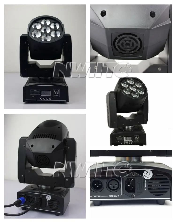Dj party dmx 7x12w mini rgbw 4in1 zoom wash led moving head light