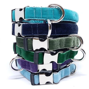 Image of various color velvet dog collar