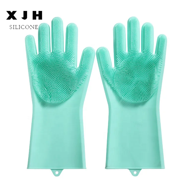 

2019 Hot multi-function silicone magic washing glove, hand brush holder for dish, oven, car wash, Pink;blue;green;grey;purple