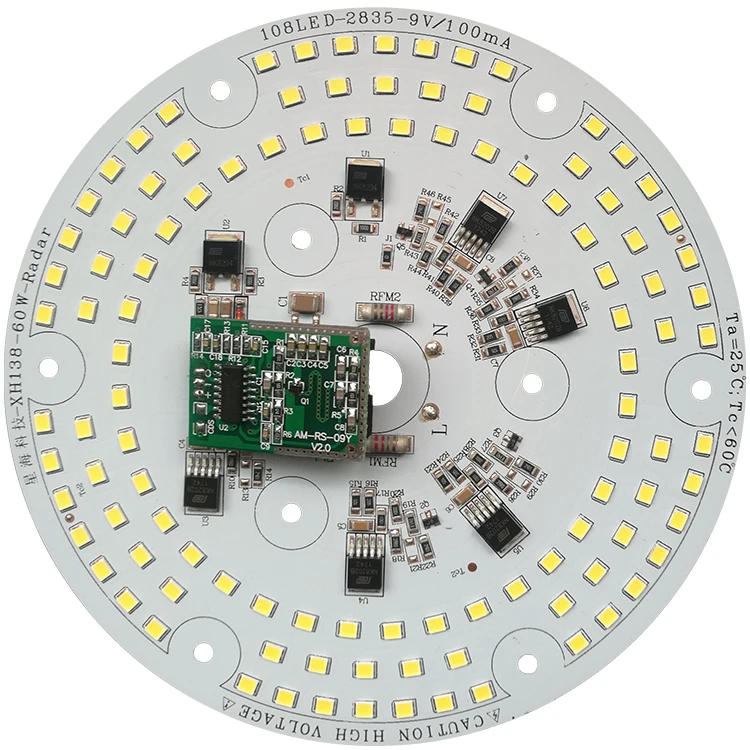 Max 60W/Idle 15W white pcb smd ac round aluminium module led board for LED Motion Radar Sensor Ceiling Light