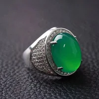 

Green gemstone 925 sterling silver jade ring jewelry wholesale gemstone ring for men