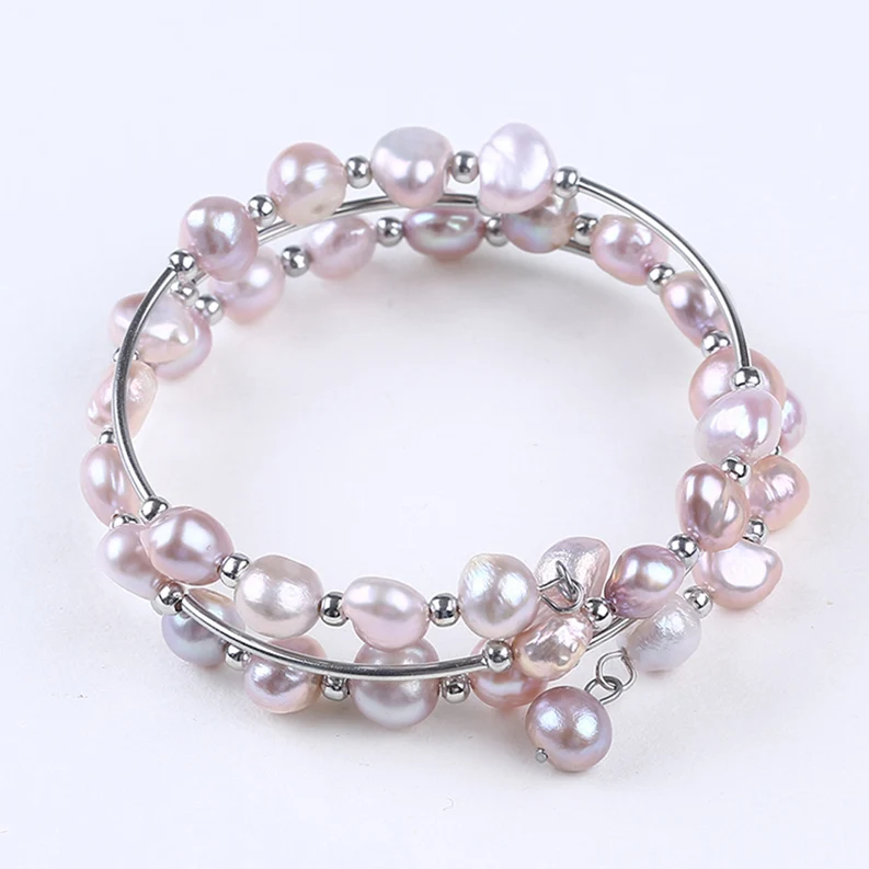 

Stainless steel expandable charm couple bracelet, White, pink,blue ,multi