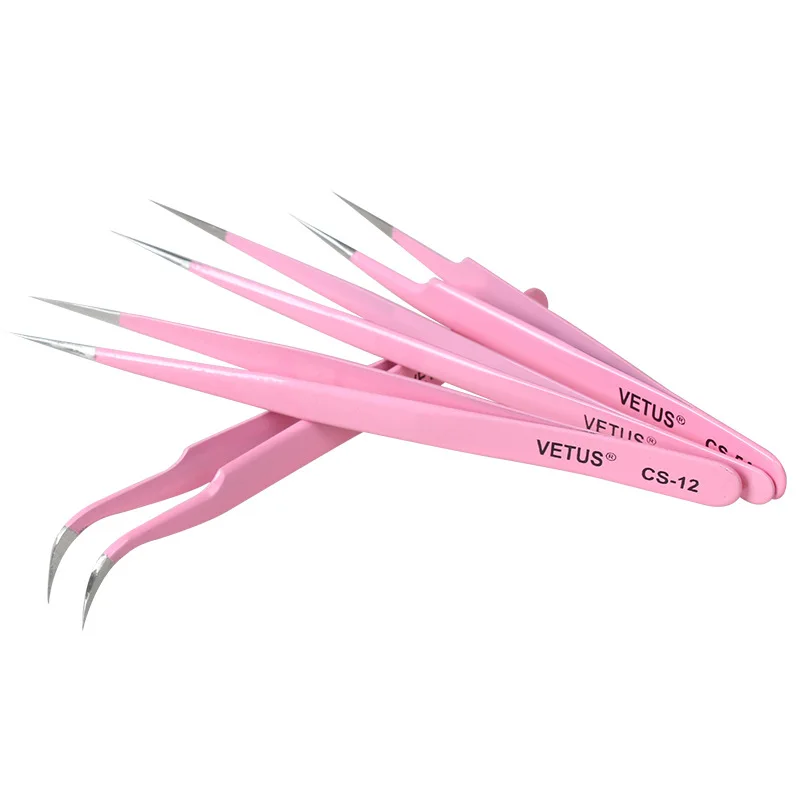 
wholesale vetus pink tweezers for eyelashes extension 