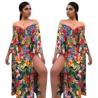 

YD8026 women's high fashion floral printed two piece set women clothing YD8026