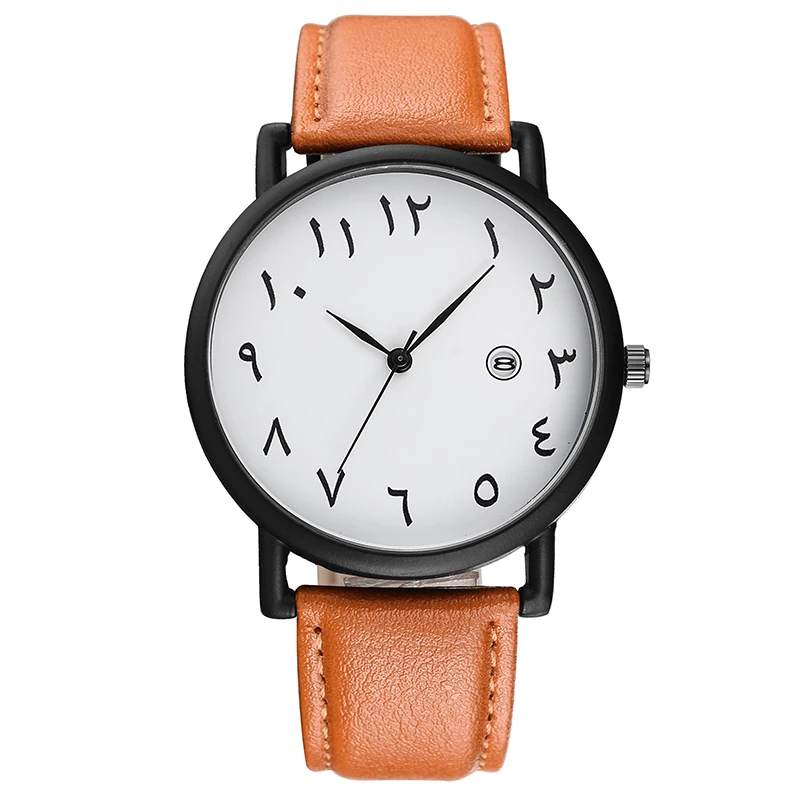 

Fashion BAOSAILI Unisex Wrist Watch Leather Strap Watch With Calendar Arabic Numerals Islamic Watches OEM, Brown;black