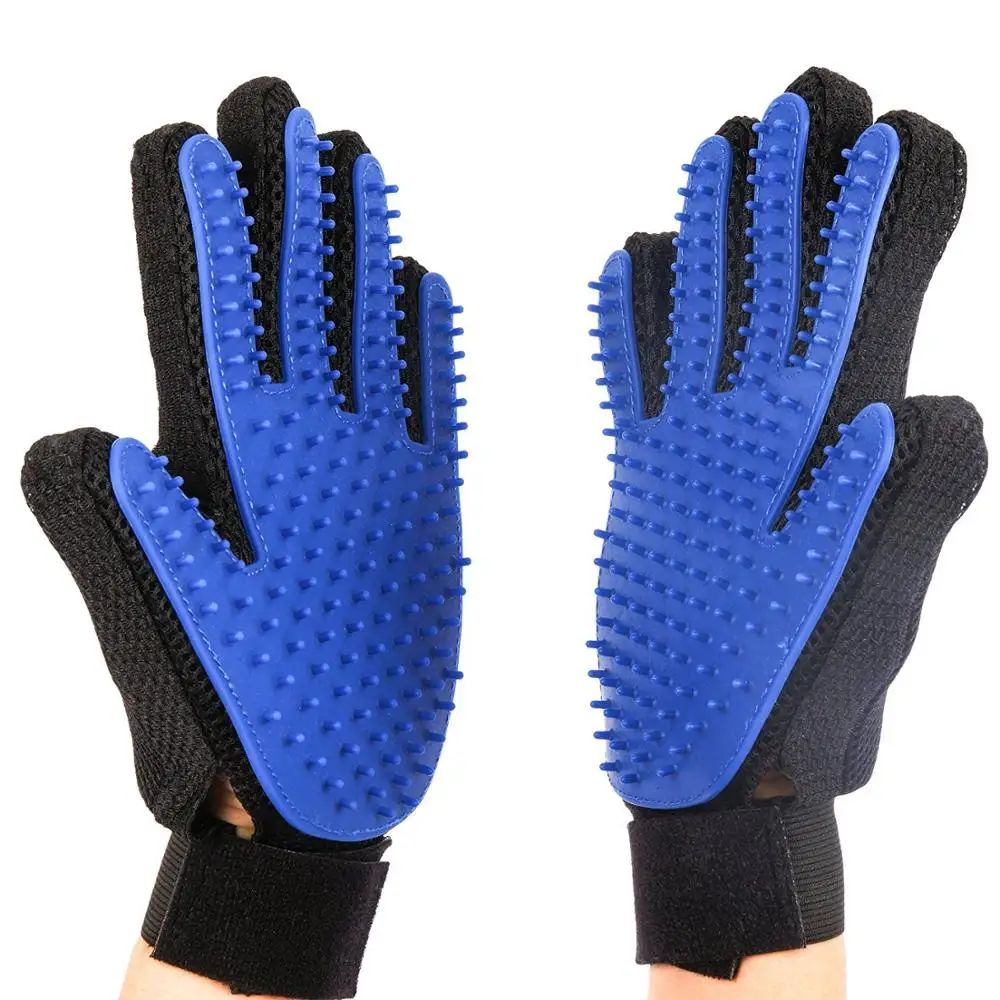 

Hot Sell Pet Grooming Glove for Dog, Shedding Gloves Brush, Dog Bathing Glove Cat Petting Glove, Blue pet massage glove