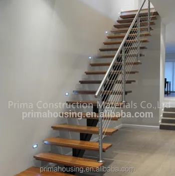 New Product Central Stringer Wooden Step Stairs With Stainless New Product Central Stringer Wooden Step Stairs With Stainless Railing Residential