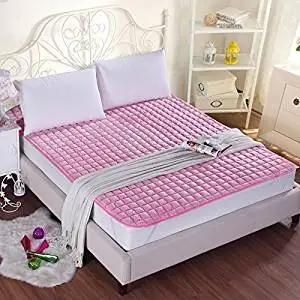 GAO Bed-Blankets Thick Flannel Blankets Anti-Slip Bed Cushion Thin Pads Washable Bedding Solid Color Double Bunk Beds, Blankets and Mattresses Of Anti-Skid ,180200Cm, - Pink
