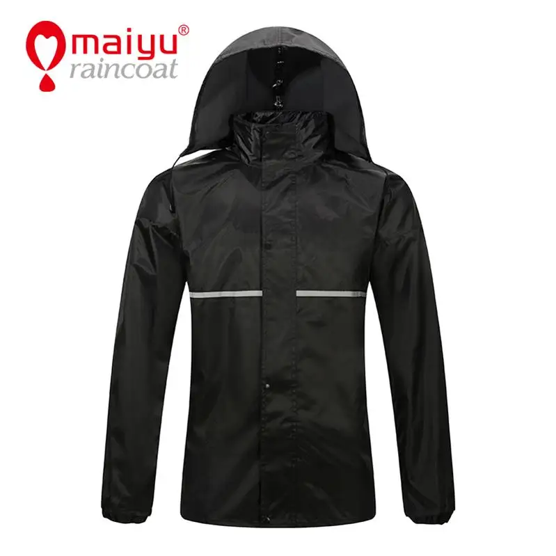 

Maiyu waterproof polyester rubber rain coat for men with reflective tape, Customized