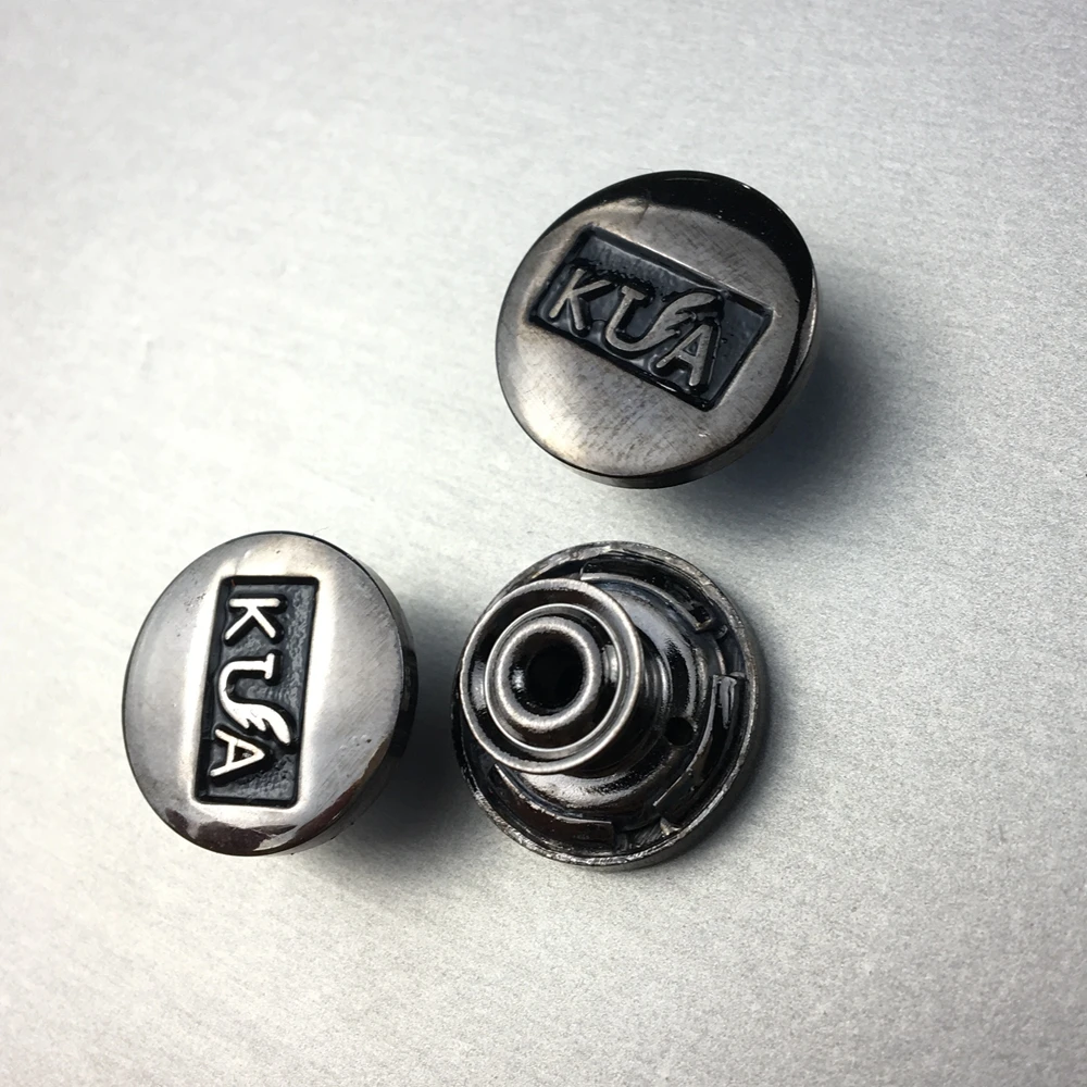 

Jeans Accessories Custom logo embossed Metal Snap Buttons for Clothes