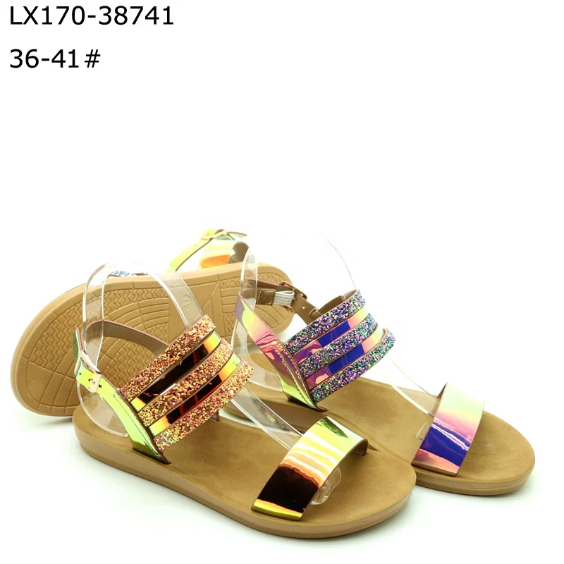 

Colorfully shimmering powder decor shoes women sandals