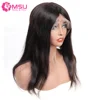 Lace Front Wig Human Hair Unprocessed Virgin Straight Remy Cuticle Aligned Virgin Hair Perruque Half Machine Frontal Closure Wig