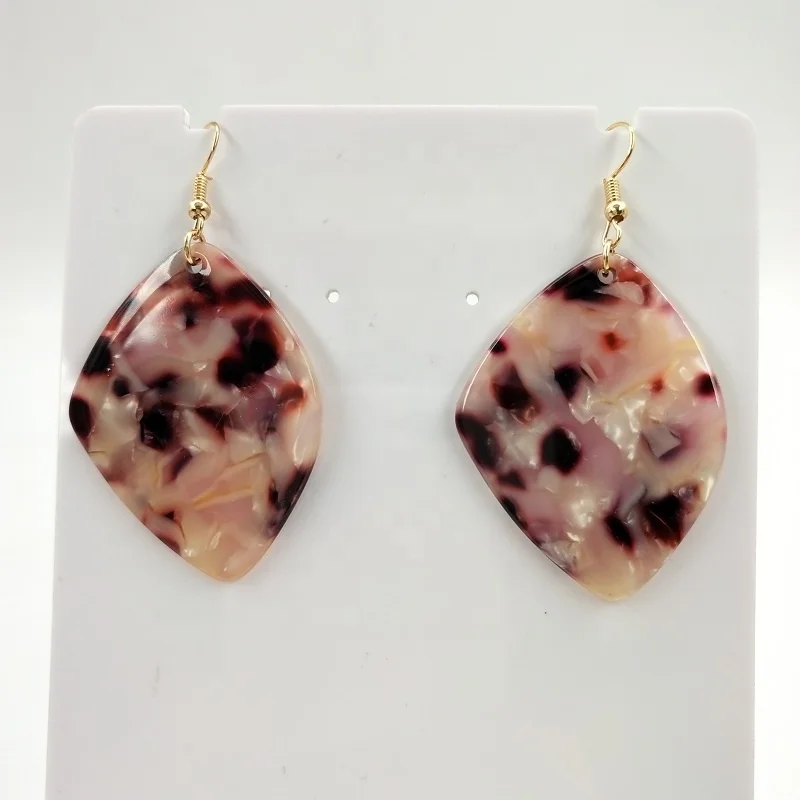 

acrylic leopard earrings leaf shape gold hook earring women pendant earring jewelry, Gold/purple