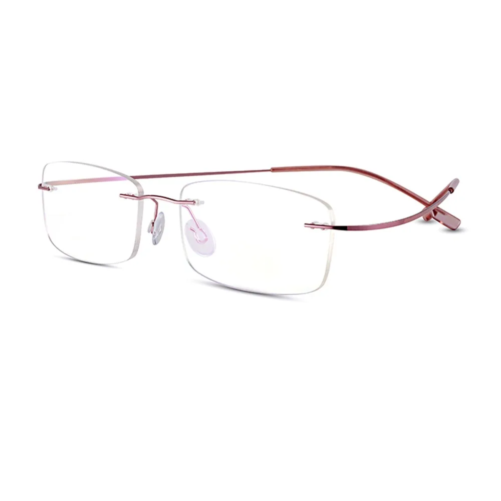 

Titanium optical frame men and women Lightweight Rimless Prescription Eyeglasses Can be equipped with myopia glasses frame 105, Black/brown/red/purple