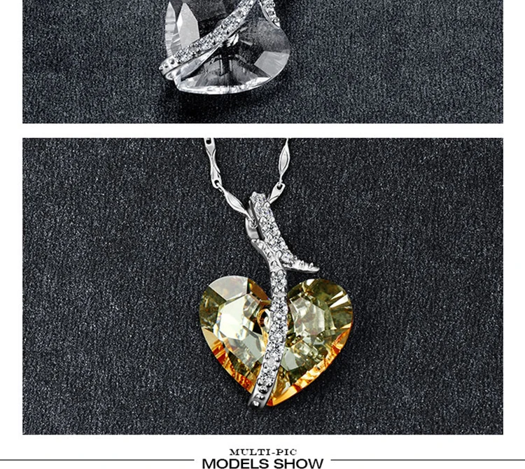 Cristales de Swarovski Precioso Collar de plata esterlina corazón de cristal Certificado