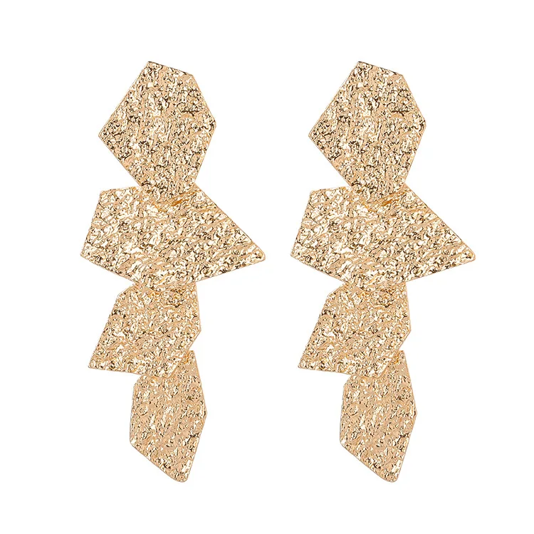 2020 Christmas gifts jewelry Silver plated women earring jewelry Iron Sheet shape hoop stud gold earrings for wedding