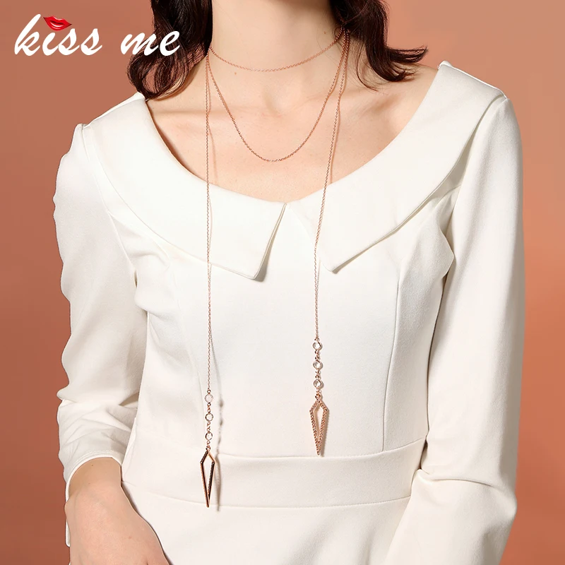 

xl00206b Super Long Chains Necklace, Simple Diamond Designs Necklace For Women And Girls, As picture