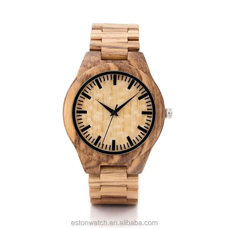 

Custom Logo Bamboo Wood Watch Luxury Quartz Analog Watch Gift Box Dropshipping, Natural wood color