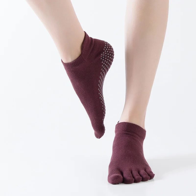 
High Quality Solid Colored Toe Socks Anti Slip Pilates Yoga Socks 