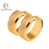 Chengfen Factory Jewelry Manufacturers Stainless Steel 7*16mm Pressure Sand Machine Carving Gold Hoop Earring