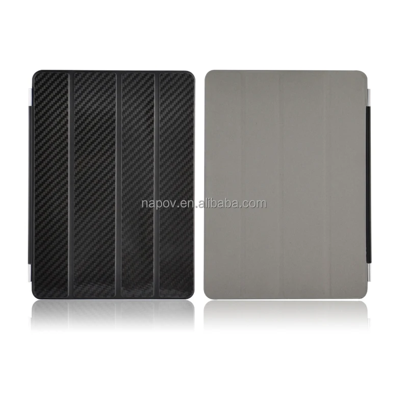 Fashionable Tablet Leather Case Real Carbon Fiber Smart Cover Case for iPad Air Smart Cover