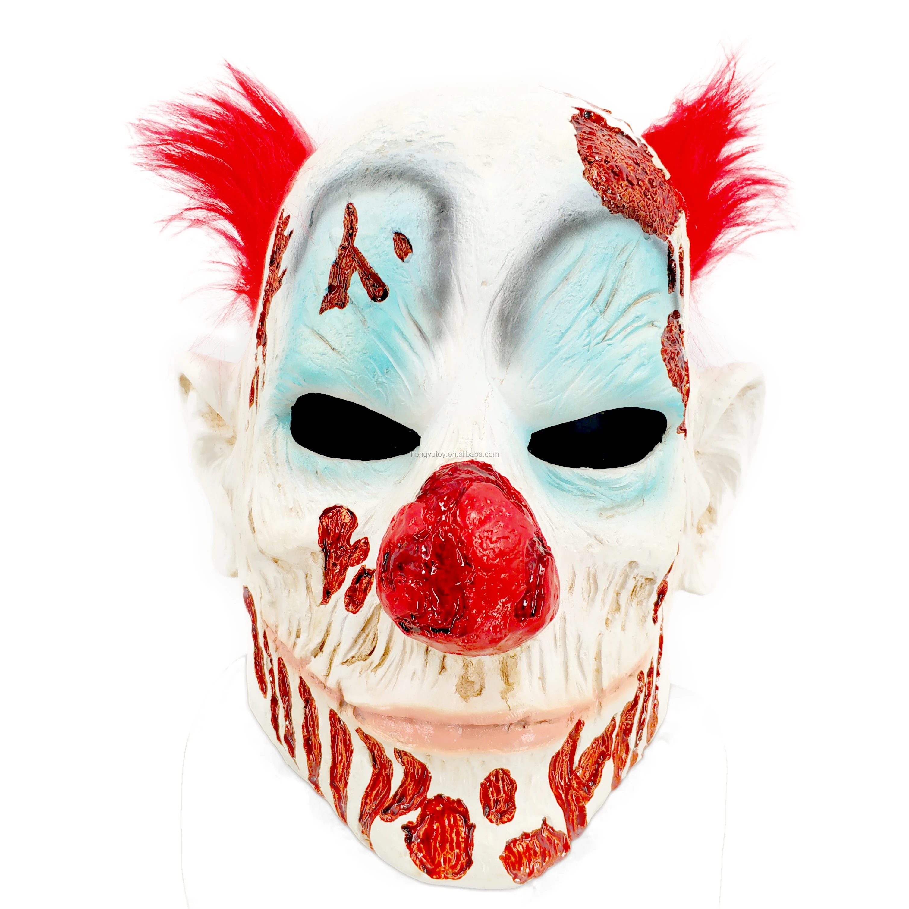 红色头发现实鬼可怕的仇恨现实魔鬼派对可怕的小丑服装面具