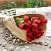 Wholesale Wooden Flower Rose Artificial Red Single Stem Rose Flower 35cmh Natural Simulation Rose