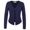 Grace Karin Women's Solid Color Navy Blue Long Sleeve One Button Knitting Coat Tops Knitwear Cardigan CL010793-2