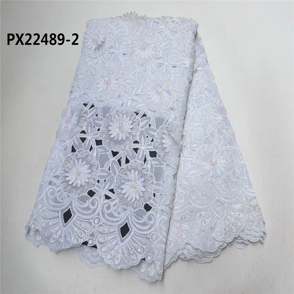 

Wholesale price White color african handcut lace fabric swiss voile lace big lace for wedding party