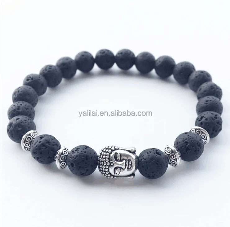 

bracelet men whit Bead Bracelet of Lava Volcanic Stone Bracelet for Wholesale, Black