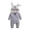 cute design long sleeve cotton baby romper clothes with rabbit ear hat baby winter clothes
