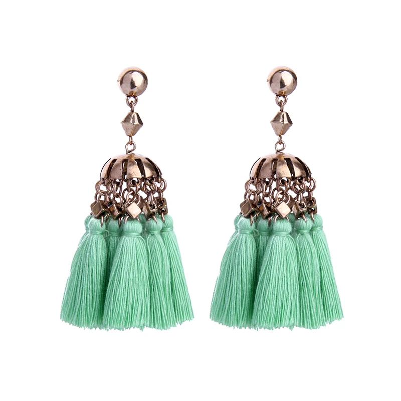 

ed01435b Fashion Trends Custom Indian Jewelry Wholesale Statement Tassel Colorful Earrings For Party