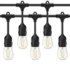 48Ft Commercial Grade garland with led lights outdoor with 15 Hanging Sockets Black Weatherproof