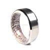Combination Deer Antler Ring Inside Comfort Fit 8mm Width Polished Titanium Outside Beveled Edge