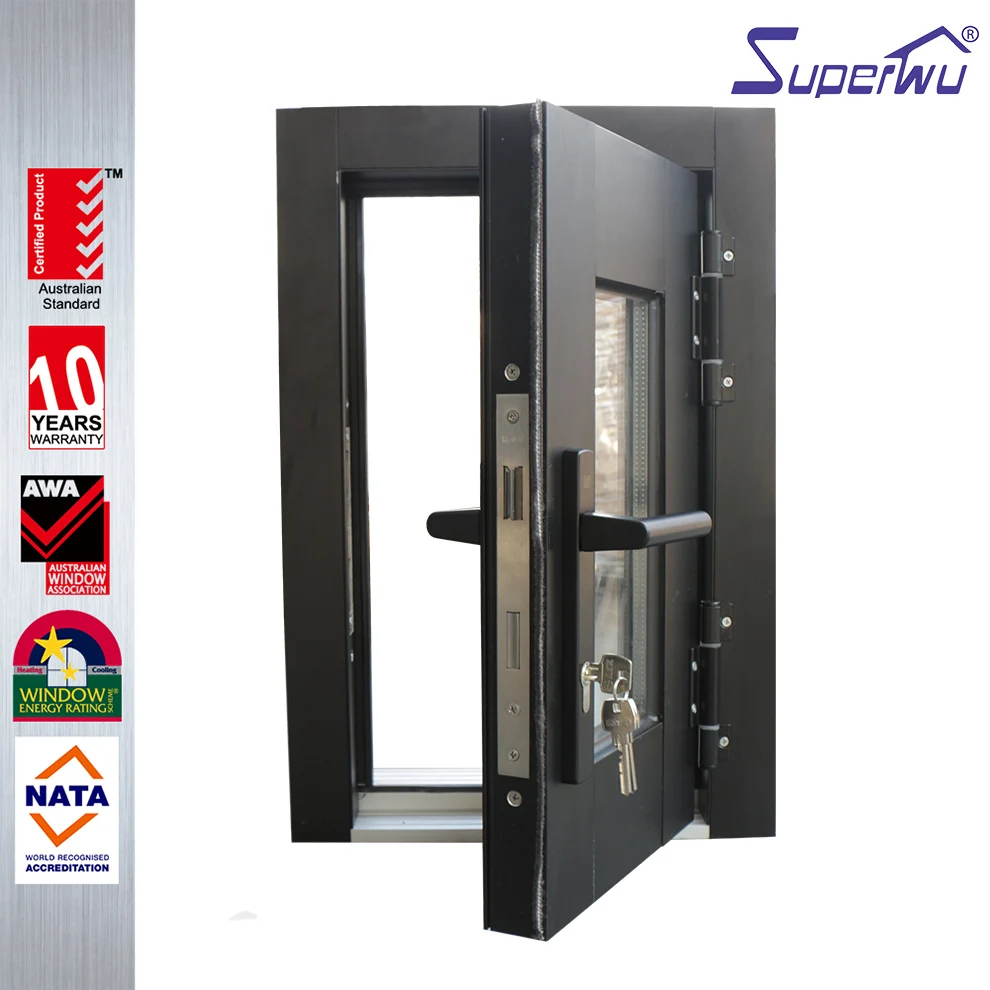 Hurricane impact security door with laminated glass french style aluminum casement hinged door sample