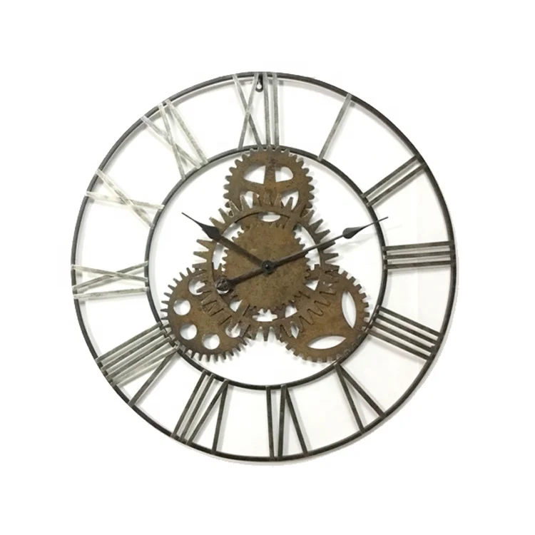 

Roma Figure Iron Living Room Vintage Wall Clock, As pictures