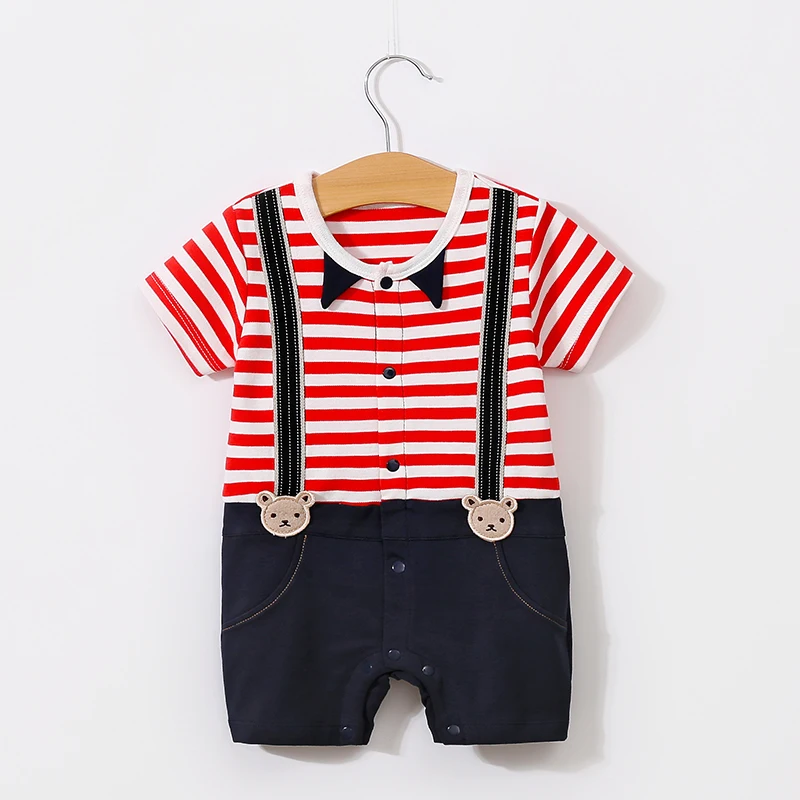 

LTY1849 Newborn Clothing Baby Fashion 100% Cotton Baby Boy Romper Navy Strap Infant Jumpsuit, Picture