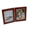Vintage wood brown connecting type 3 pieces pet collapse folding photo picture frame
