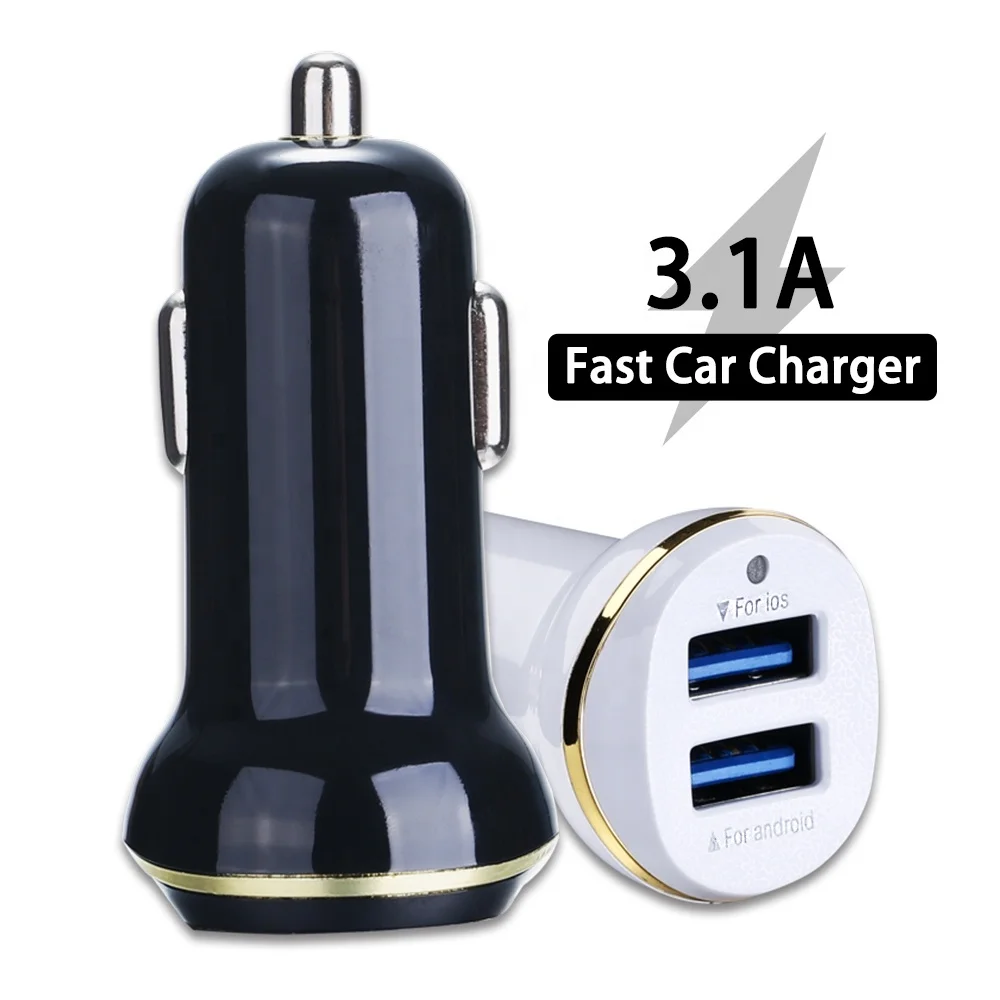 

3.1A Fast USB Car Charger For iPhone X Xr Xs Max Dual Port USB Charger For IOS Android Mobile Phone Tablet Fast Charging