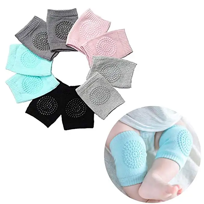 

Customized Knitted Cotton baby crawling knee pad support baby knee sleeve, Black, blue, grey, pink etc