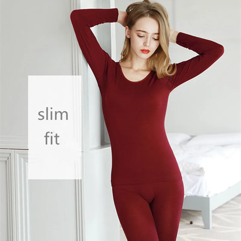 
New Fashion Warm Underwear Solid Color Woman Long Johns Seamless Thermal Underwear Factory Price 