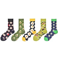 

KANGYI Creative Cartoon jacquard socks girl women Daily Food Sushi avocado Fruit Crew Socks