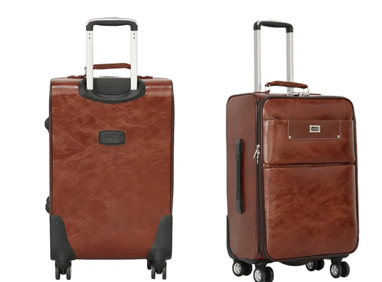 Hot 4 wheels strong PU material trolley luggage bag set of 4 business luggage bag with duffle bag