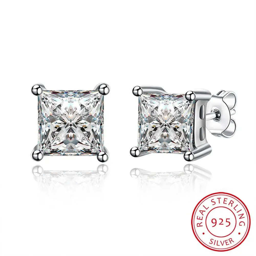 

Tryme Jewelry New Brand 100% Real 925 Sterling Silver Earring Beautiful Square Cubic Zirconia Stud Earrings For Women E065, N/a