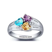 

Sterling Silver Rings with colors Birthstones Names Customized and Personalized