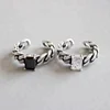 Real 925 Sterling Silver Vintage Square Agate Chain Open Ring for Women Adjustable Fine Jewelry Punk Luxury Rings
