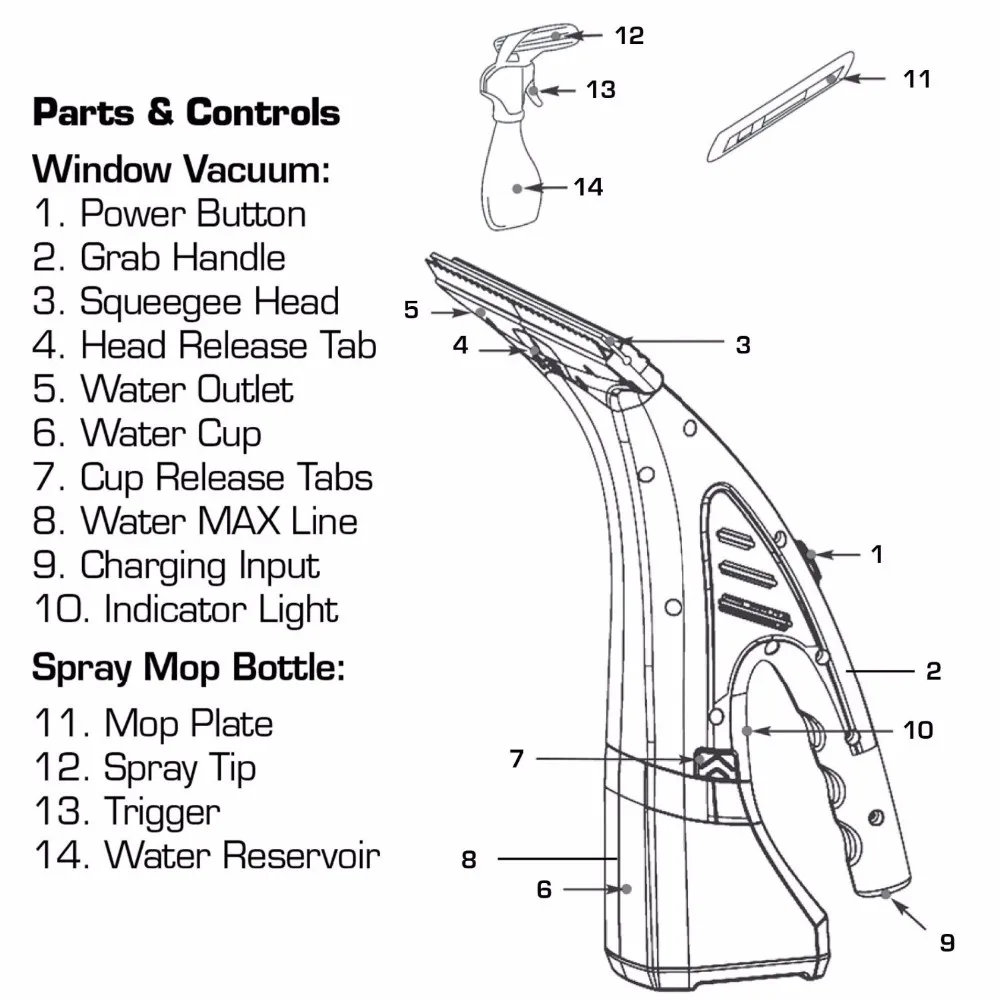 2 In 1 Glass Vacuum Cleaner Glass/window Cleaner Cordless,Portable 2 In 1 Glass Vacuum Cleaner